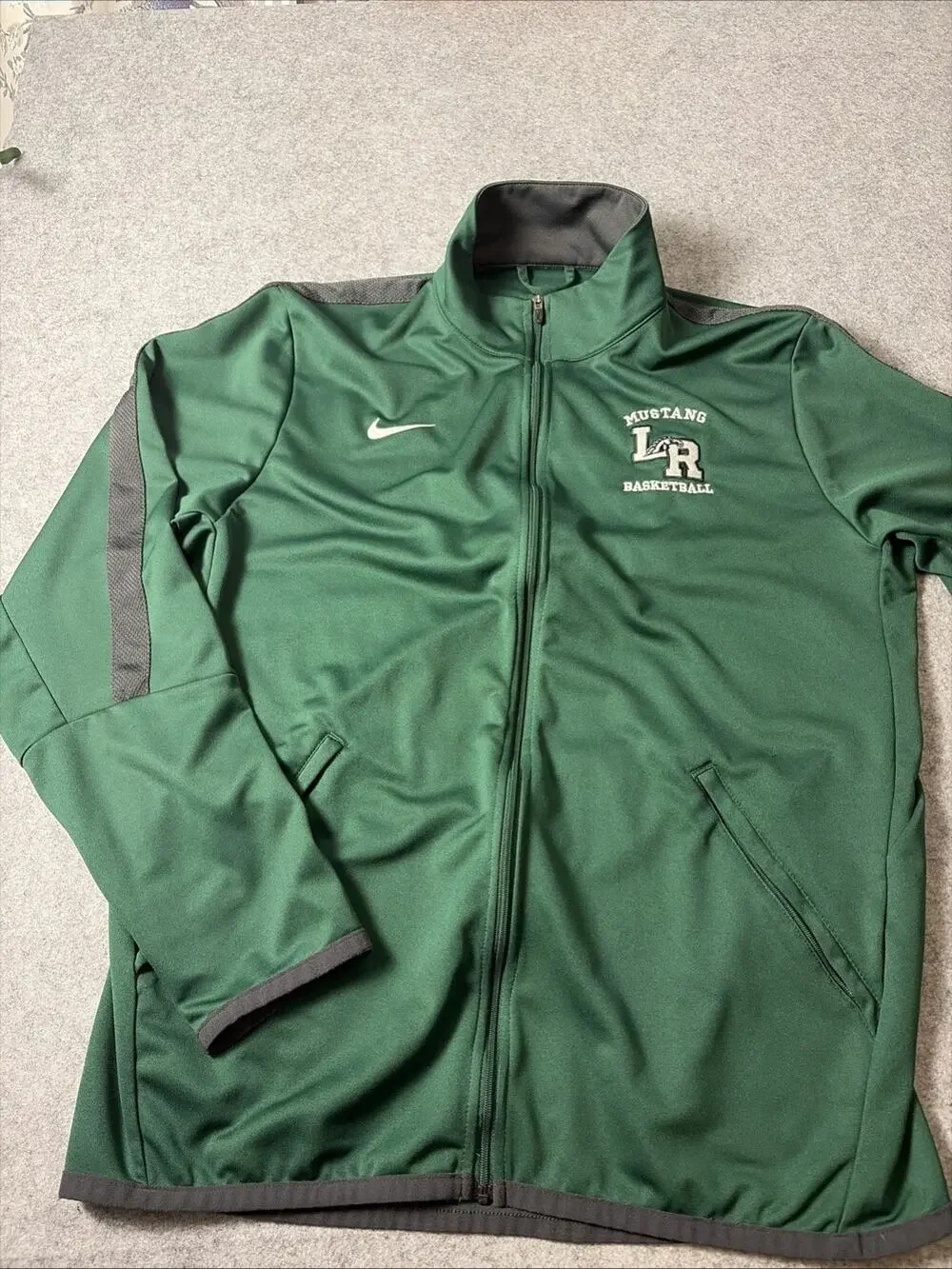 Nike Mustang Basketball Full Zip Warm Up Jacket Green/gry Size M